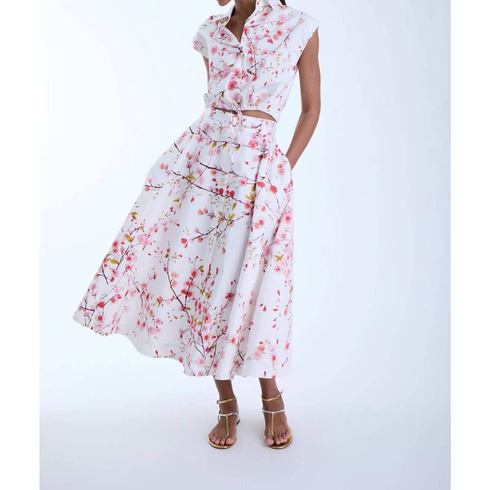 NEW KARINA GRIMALDI lola print top in white summer whisper
